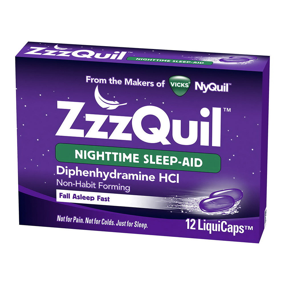 Zzzquil Nighttime SleepAid LiquiCaps 25 mg Diphenhydramine HCl - 12 Ea